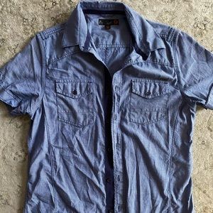 G by guess short sleeve button down blue
